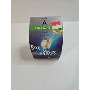 Vintage New Leggs Sheer Energy Pantyhose White A Sheer Toe Hose Women 60824 SAW